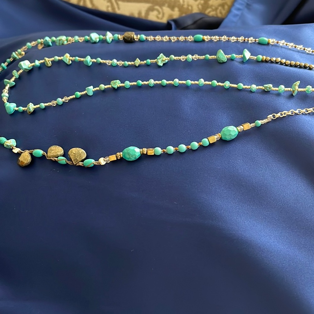 Beautiful necklace, silver with blue and brown stones